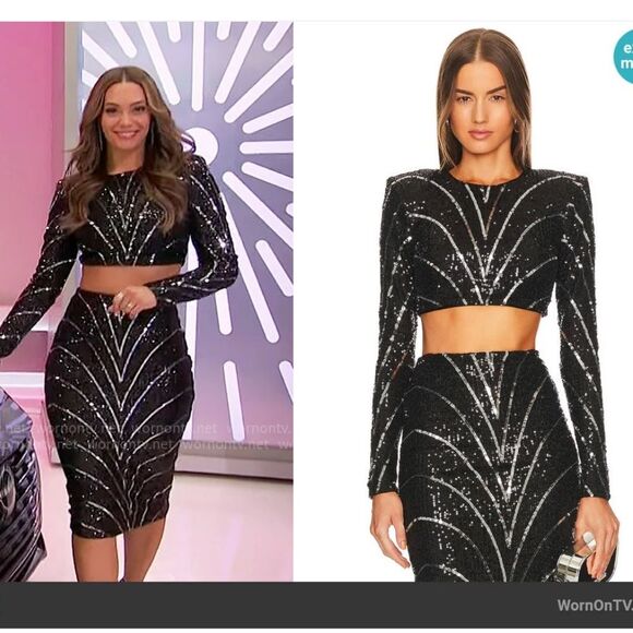 NEW Michael Costello x Revolve Leonie Crop Top in Black & Silver Size Small - Picture 2 of 10